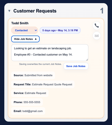 WorkPilot customer requests screenshot