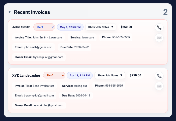WorkPilot invoice screenshot